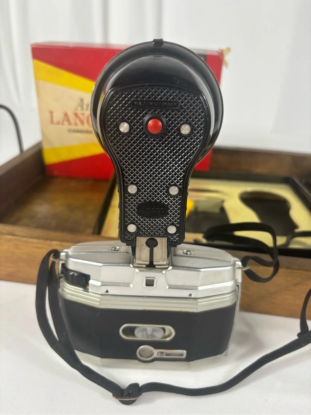Vintage Ansco Lancer Camera Outfit w/ Flash & Original Box Untested 1950s